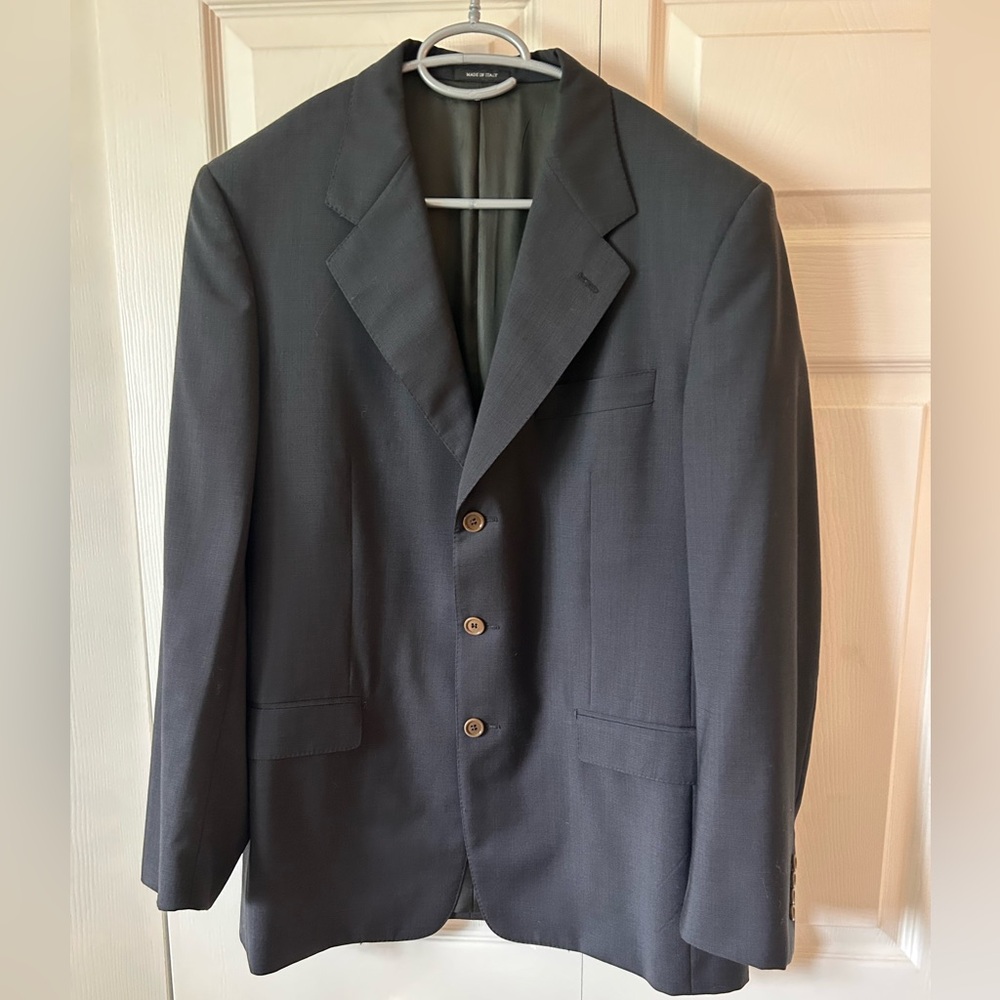 Men's Sartorial by Mabro Super Twist Navy Three-Button Tailored Suit Jacket